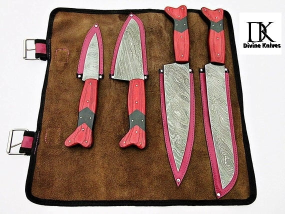 Custom Made Damascus Steel Kitchen Knife Set/Perfect Gif DK-0266