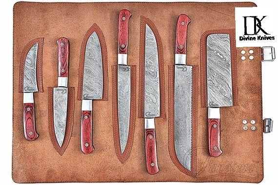 Handmade Damascus Knives Kitchen Set, With Sharp Edge DK-0258