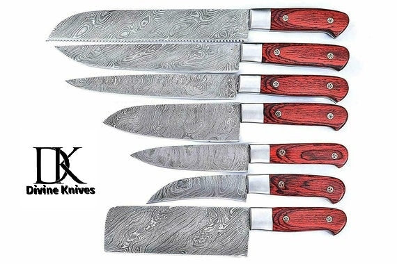 Handmade Damascus Knives Kitchen Set, With Sharp Edge, DK-0192