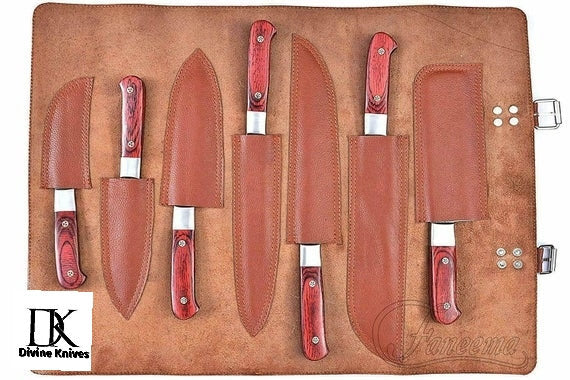 Handmade Damascus Knives Kitchen Set, With Sharp Edge, DK-0192
