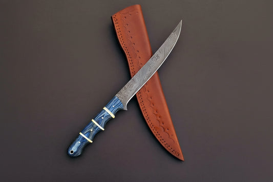 Handmade Damascus Steel Chef Kitchen Fillet Knife' Pakka Wood Handle DK-0395