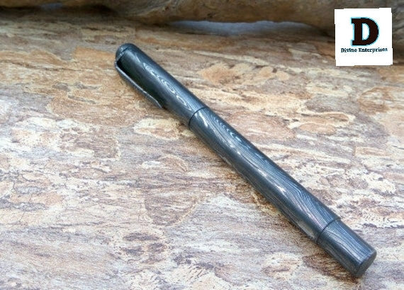 Damascus Knife Handmade - 05'' Damascus steel pen Parker ink filler DE-0081