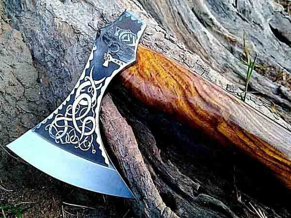 Handmade Smoking Axe Damascus Steel DK_0425