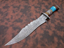 Load image into Gallery viewer, Custom Handmade Bowie Knife Damascus Steel | Hunting Knives DK-0445