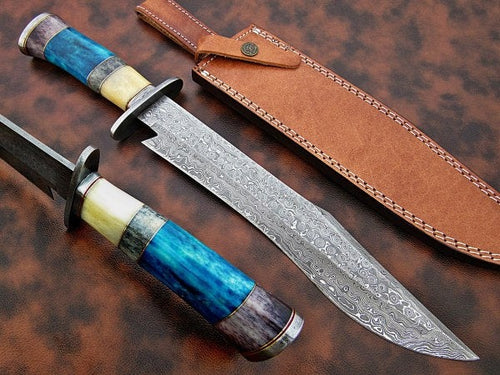 Custom Handmade Bowie Knife Damascus Steel | Hunting Knives DK-0446