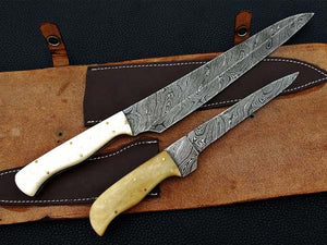 Handmade Chef Knife Damascus Steel blades with Camel bone handle