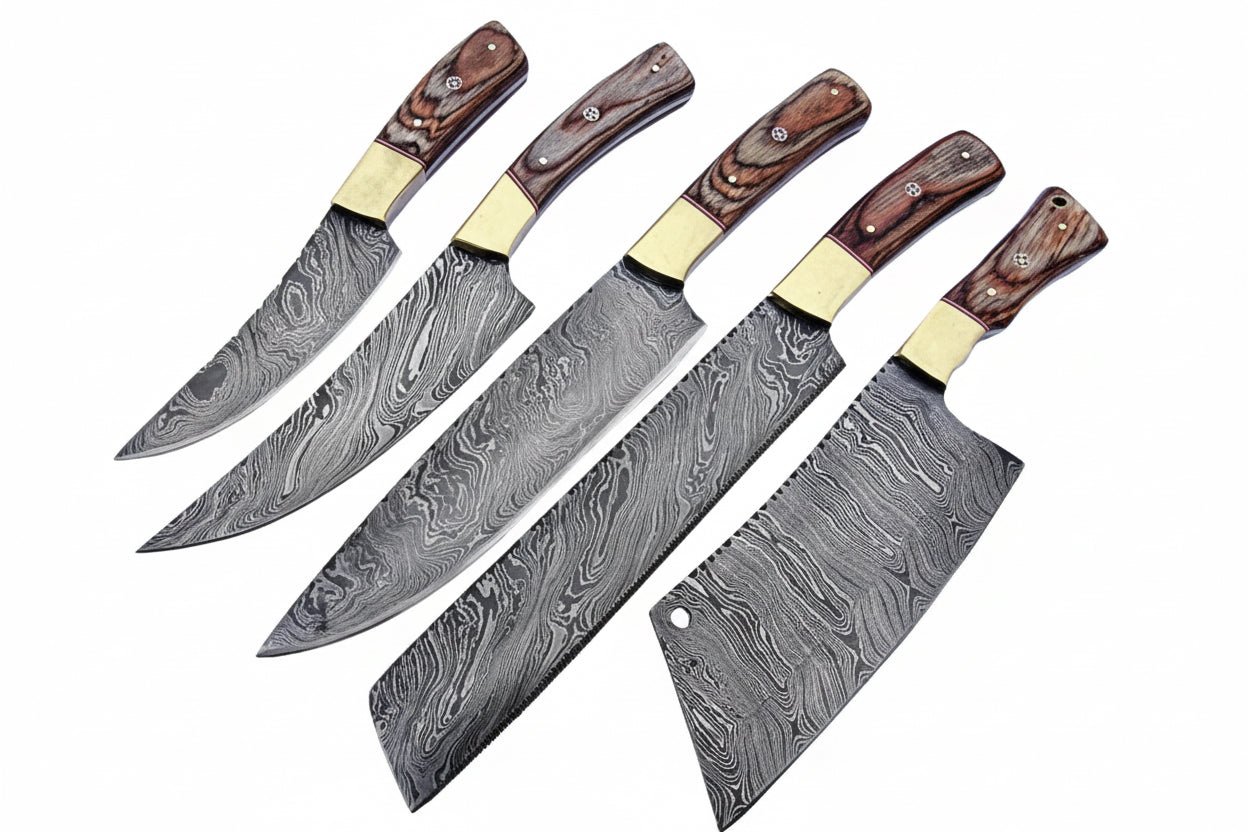 Handmade Chef Knife Damascus Steel blade with wooden handle handmade Handmade Chef Knife Sets by JW SteelCrafts