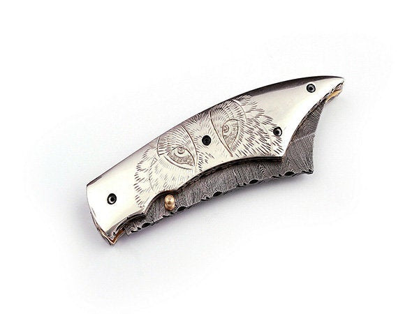 Handmade Folding Knife Damascus Steel DK_0490