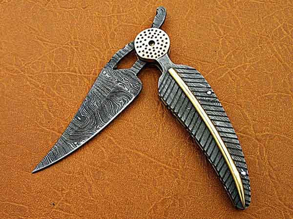 Handmade Folding Knife Damascus Steel DK-0493