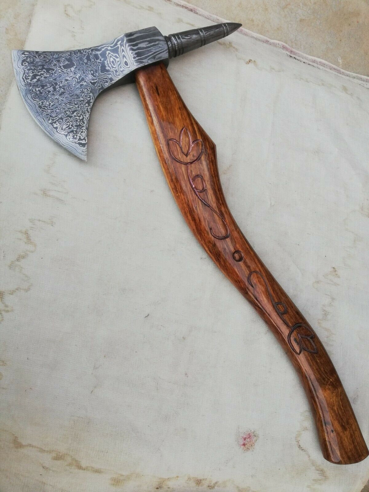 New Custom Handmade 20" Damascus steel Best Bearded Felling Hatchet Axe