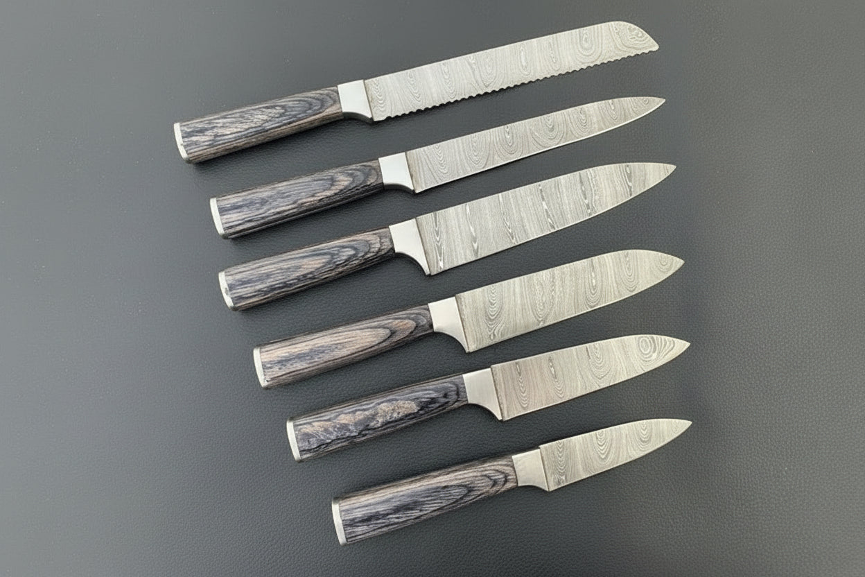 A Beautiful Newly Design Custom Made Damascus Steel Chef Knives Set DK-0392