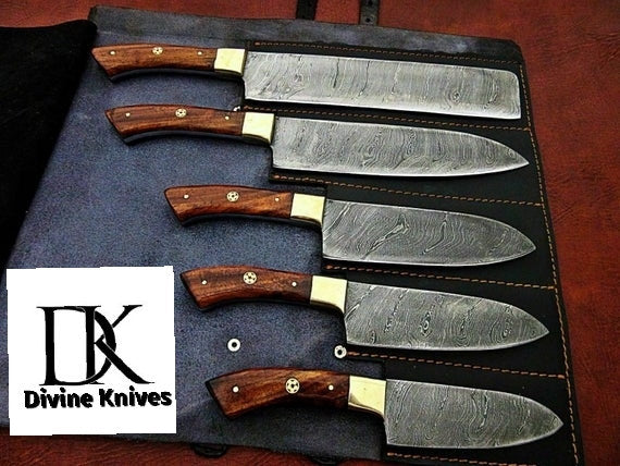 Hand Made Damascus Kitchen Set Hunting Knife With Wood Handle DK-0383
