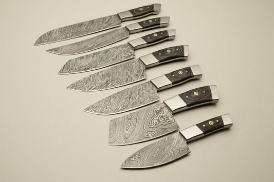 Custom Made Damascus Steel Kitchen Knives Set/Chef Knives Set 7-Pcs DK-0382