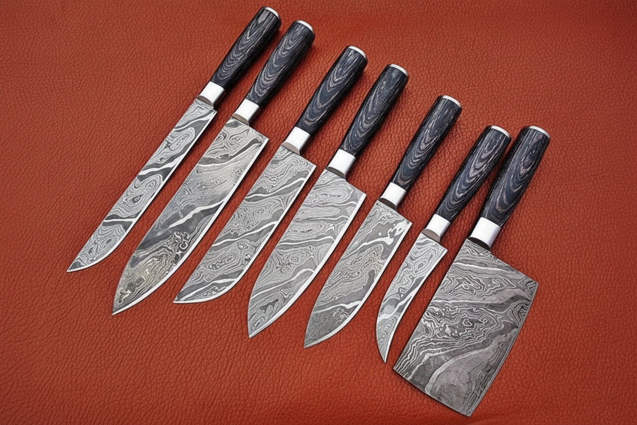 custom handmade damascus kitchen knives set DK-0322