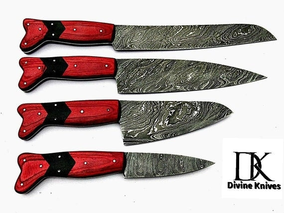 Custom Made Damascus Steel Kitchen Knife Set/Perfect Gif DK-0266