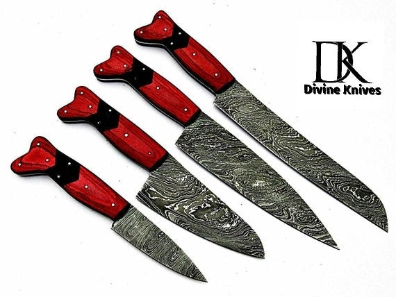 Custom Made Damascus Steel Kitchen Knife Set/Perfect Gif DK-0266