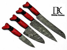 Load image into Gallery viewer, Custom Made Damascus Steel Kitchen Knife Set/Perfect Gif DK-0266
