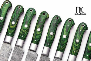 4 Pc's Steak Knives Set. Matching to 1081 Set Green Pakka Wood Handle DK-0233