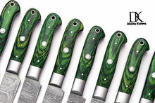 Load image into Gallery viewer, 8 Pc&#39;s Steak Knives Set. Matching to 1081 Set Green Pakka Wood Handle. DK-0173