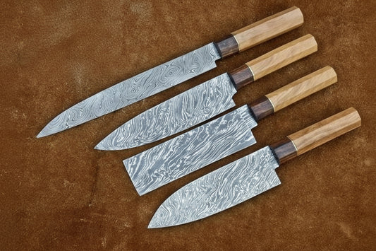 Custom Made Damascus Steel Chef Knife Set DK-0350