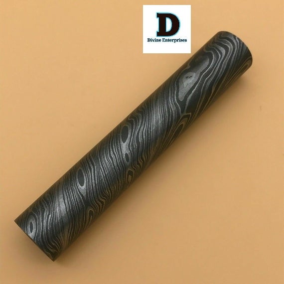 5.5" Long Custom Handmade Damascus Steel Round Rod. 25.5"mm Diameter DE-0079