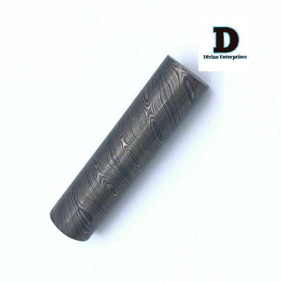4" Long Damascus Steel Round Bar Rod 1-1/8 Diameter DE-0077