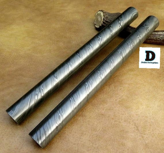 Damascus twist bar round bar for ring/guard making 30 mm thick 10.5 inch DE-0075
