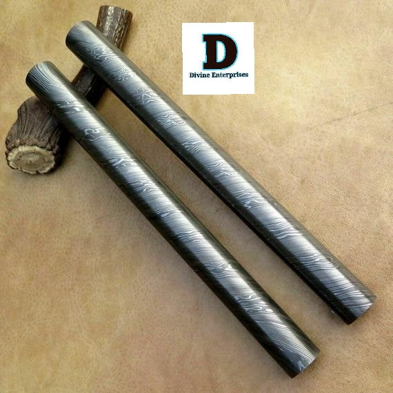 Damascus twist bar round bar for ring/guard making 30 mm thick 10.5 inch DE-0075