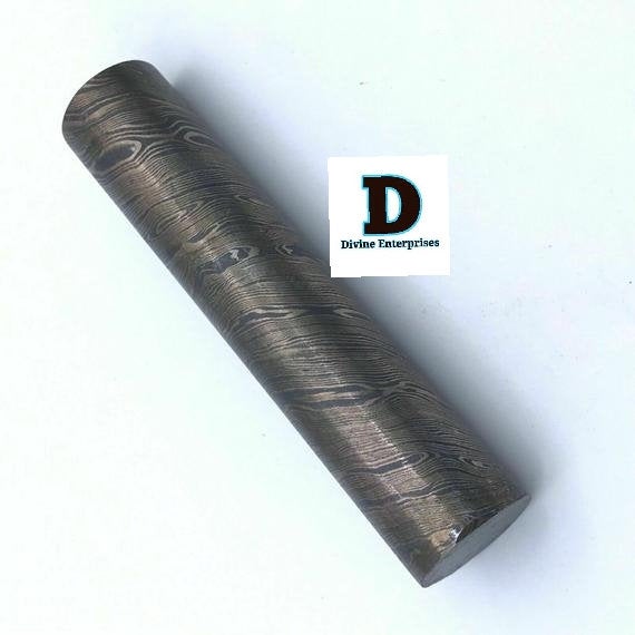 4.10 Inches Damascus steel rod-round bar for Jewelry and Rings making DE-0070
