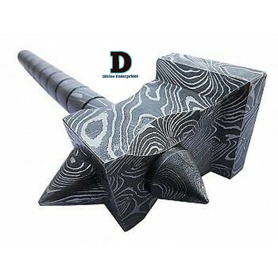 Hand made damascus steel viking hammer