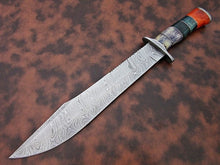 Load image into Gallery viewer, Custom Handmade Bowie Knife Damascus Steel | Hunting Knives DK-0439