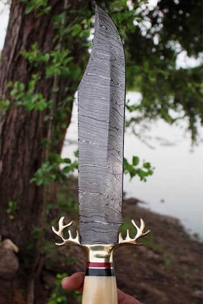 Custom Handmade Bowie Knife Damascus Steel | Hunting Knives DK-0441