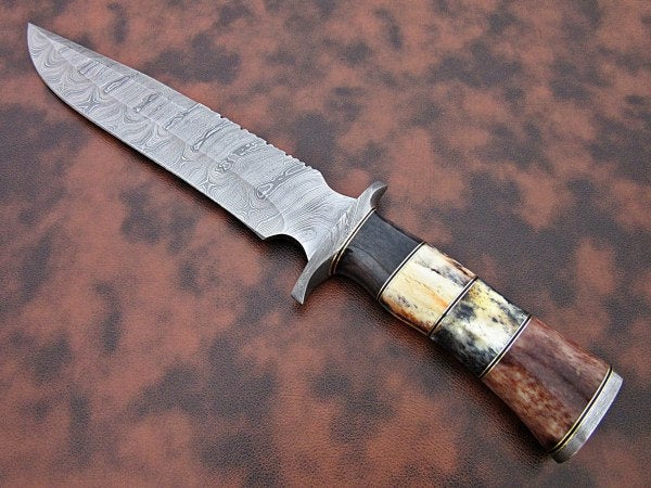 Custom Handmade Bowie Knife Damascus Steel | Hunting Knives DK_044