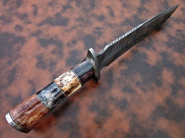 Custom Handmade Bowie Knife Damascus Steel | Hunting Knives DK_044