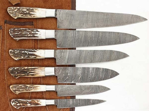 Handmade Chef Knives Damascus Steel blades with Stage Horn Handle