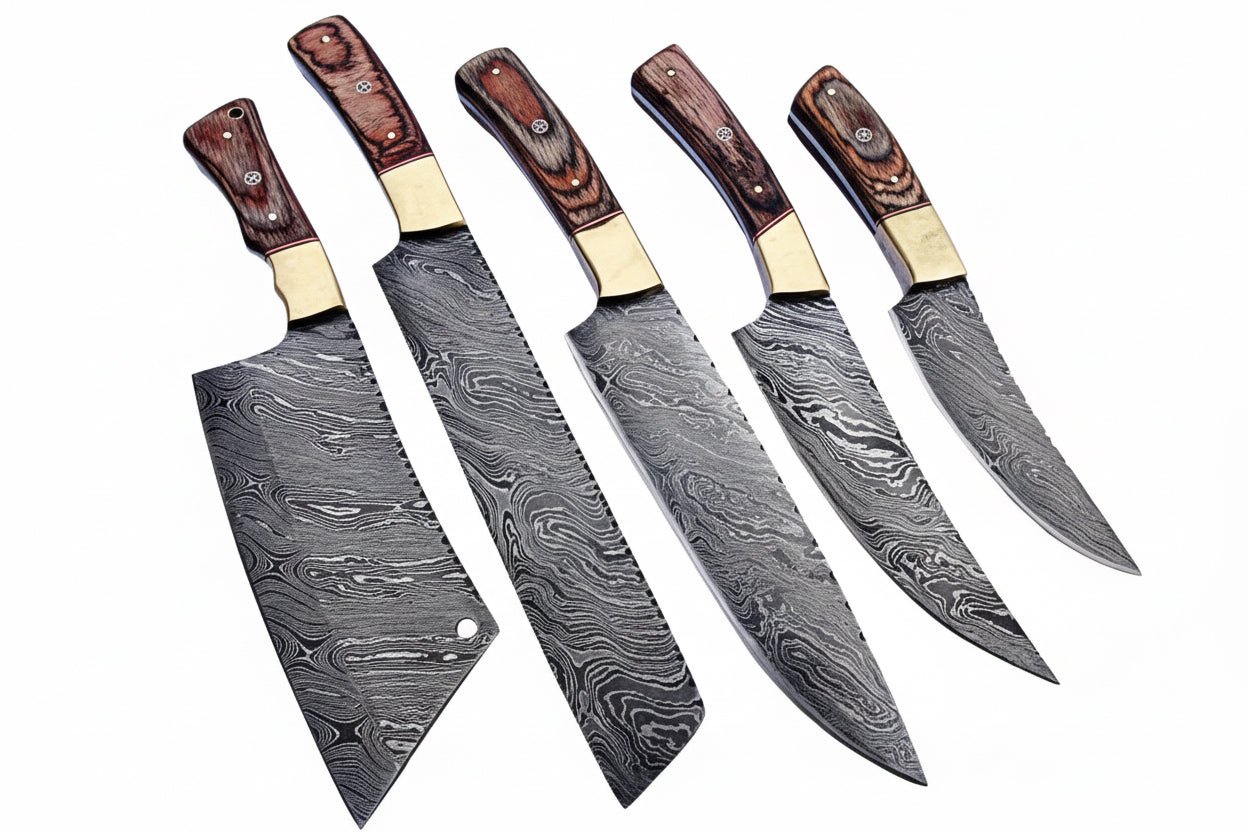 Handmade Chef Knife Damascus Steel blade with wooden handle handmade Handmade Chef Knife Sets by JW SteelCrafts