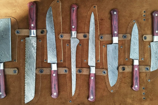Custom Handmade Chef Knife Damascus Steel blades handmade Handmade Chef Knife Sets by JW SteelCrafts