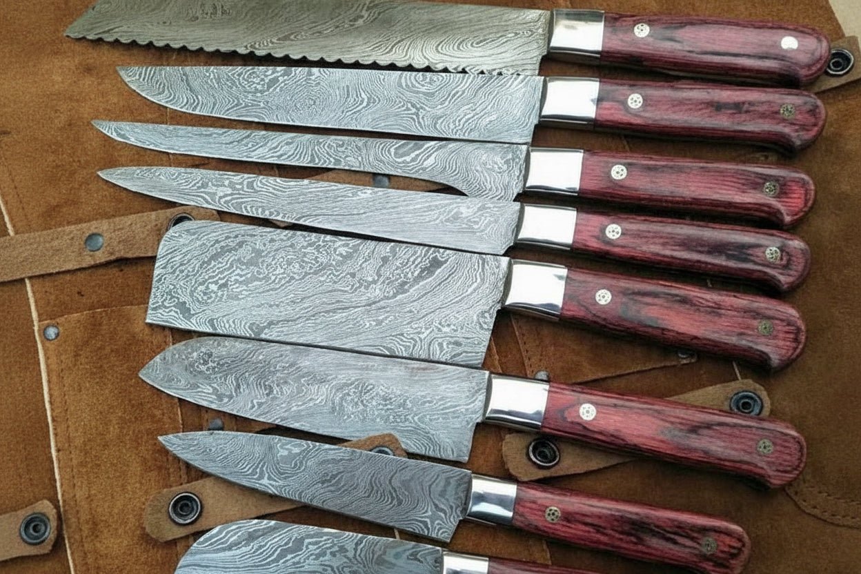 Custom Handmade Chef Knife Damascus Steel blades handmade Handmade Chef Knife Sets by JW SteelCrafts