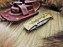 Load image into Gallery viewer, Handmade Folding Knife Damascus Steel