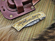 Load image into Gallery viewer, Handmade Folding Knife Damascus Steel