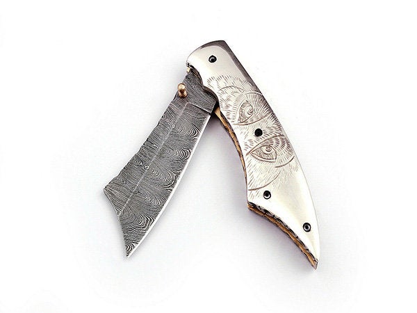 Handmade Folding Knife Damascus Steel DK_0490