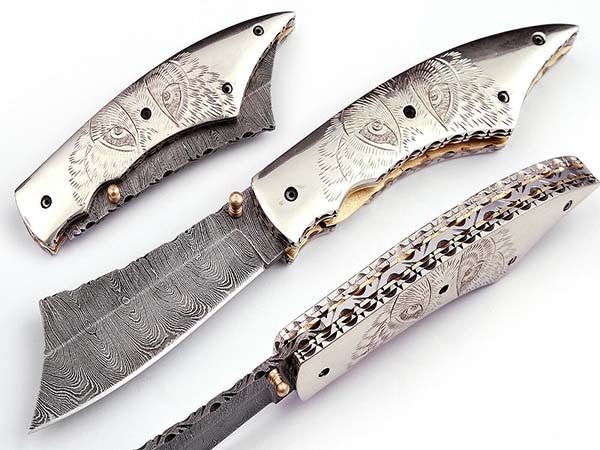 Handmade Folding Knife Damascus Steel DK_0490