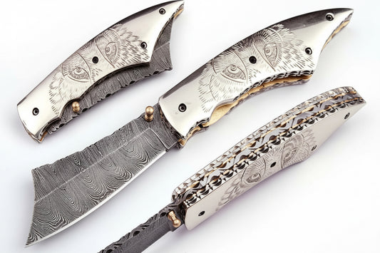Handmade Folding Knife Damascus Steel DK_0490