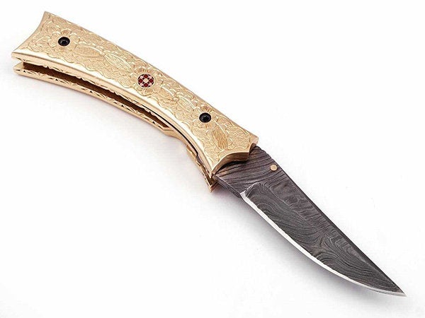 Handmade Folding Knife Damascus Steel DK_0494
