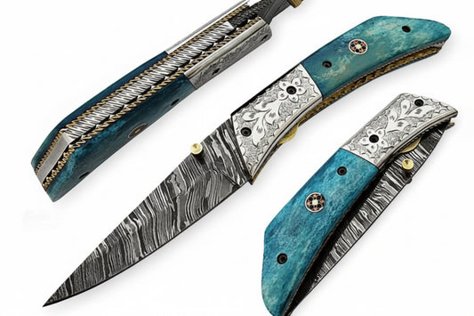 Handmade Folding Knife Damascus Steel DK-0495