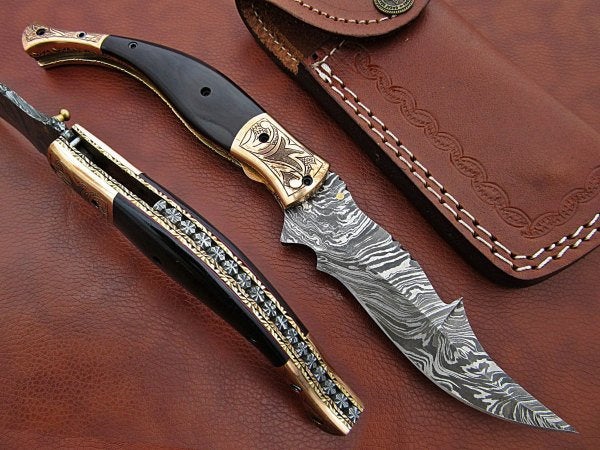 Handmade Folding Knife Damascus Steel DK-0496