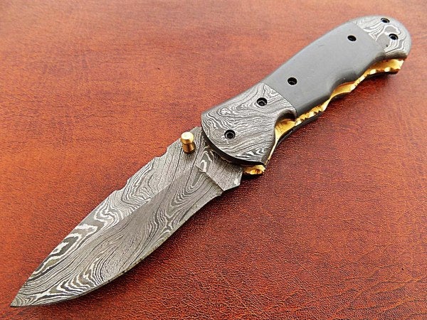 Handmade Folding Knife Damascus Steel DK-0498
