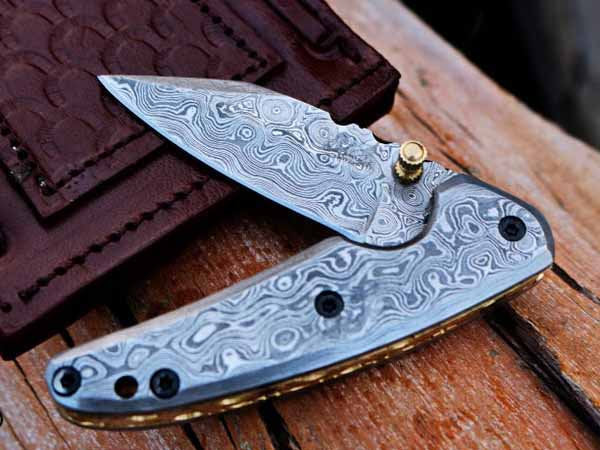 Handmade Folding Knife Damascus Steel DK-0503