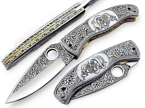 Handmade Folding Knife Damascus Steel DK-0504