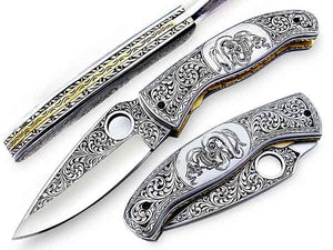 Handmade Folding Knife Damascus Steel DK-0504